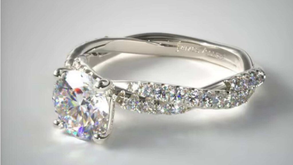 Best Engagement Rings Under $2000 14K White Gold Pavé Twist Diamond Engagement Ring