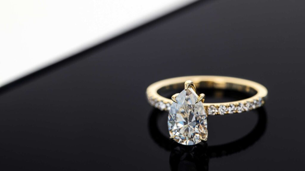 Best Engagement Rings Under $4000 14K Fancy Pear Shape Whirling Halo Engagement Ring