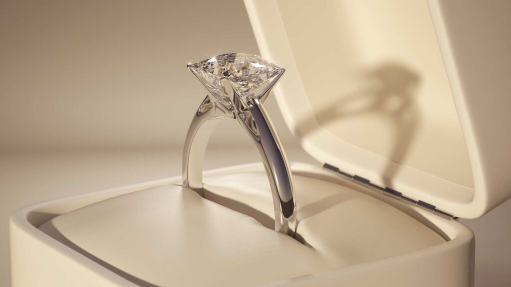 Best Engagement Rings Under $5000 Three-Stone Cushion Halo Diamond Engagement Ring in Platinum