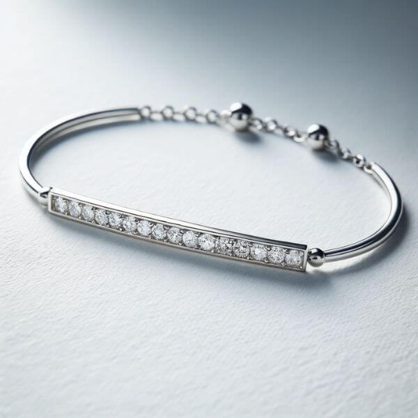 14K White Gold Diamond Bar Bracelet