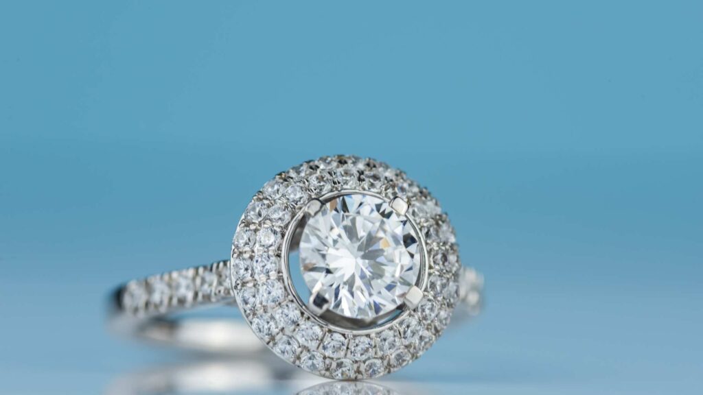 Best Engagement Rings Under $2000 14K Rose Gold Art Deco Inspired Octagonal Halo Engagement Ring