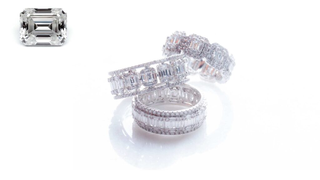 Best Engagement Rings Under $2000 14K Rose Gold Bezel Set Emerald Cut Diamond Engagement Ring